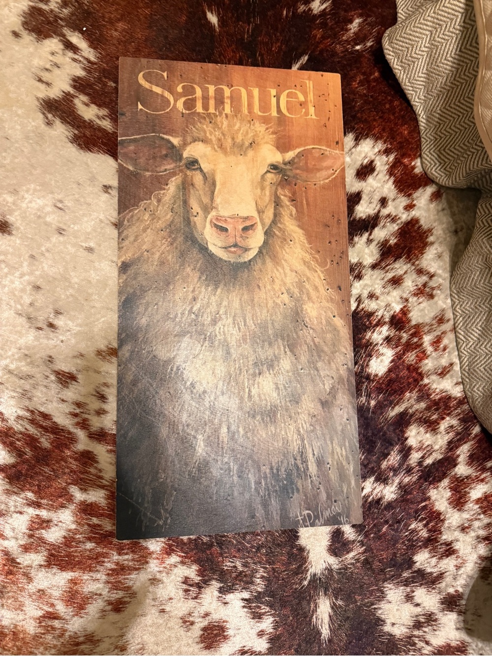 Samuel Sheep Wall Art Plaque - Brown and Cream
